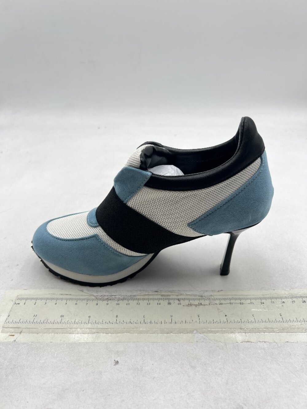 Blue Women Mesh Pumps Round Toe Sneaker Heels Chic Sporty Breathable Mesh Shoes